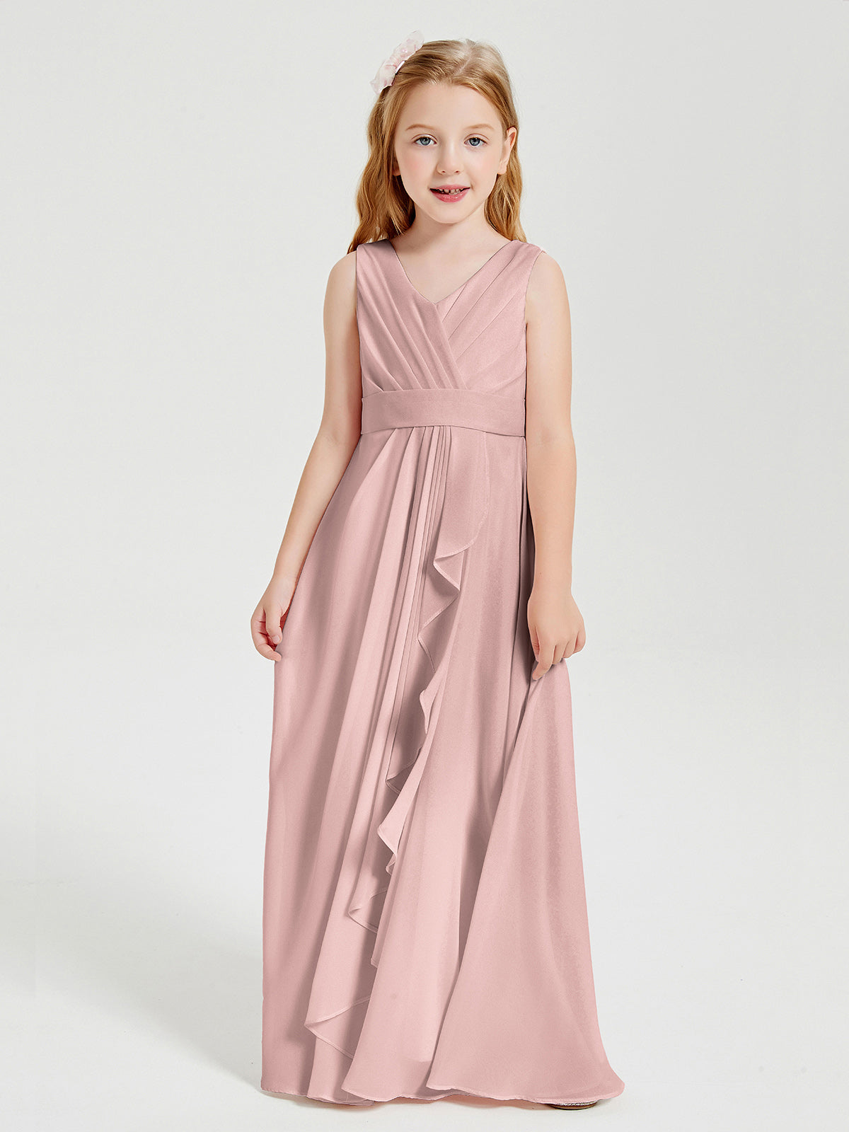 Boho Long Chiffon Bridesmaid Gown Dusty Rose